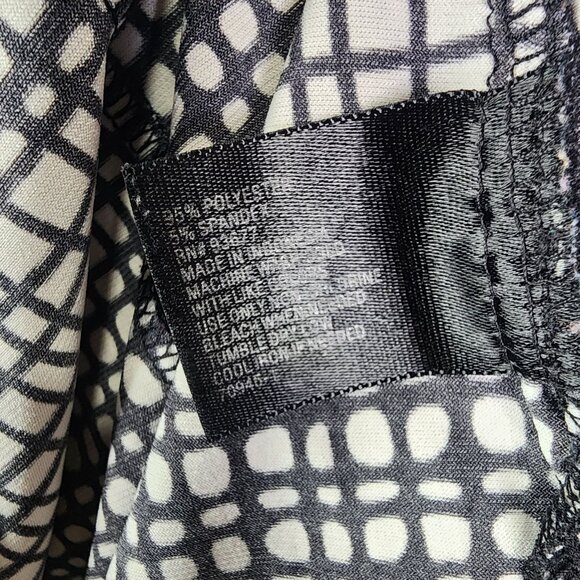 Women's Black & White Worthington Sleeveless V-Neck Top Zip-Front Size L - Picture 8 of 12